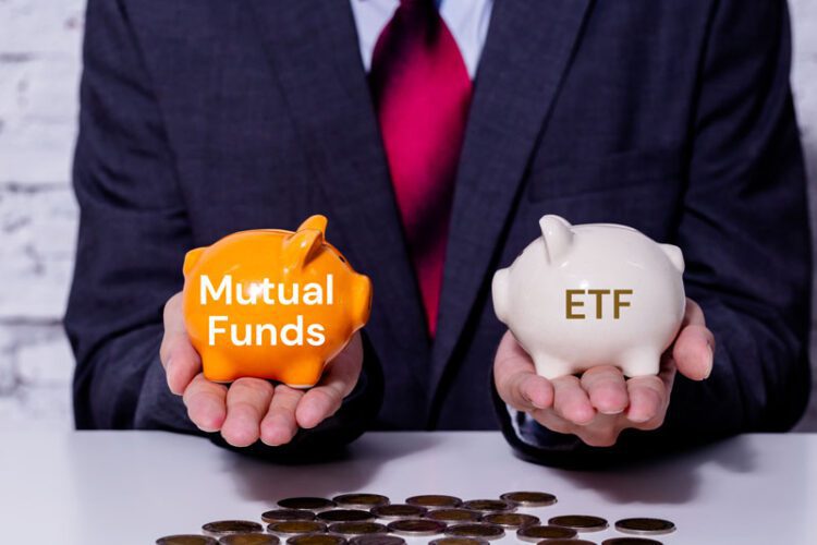 Businessman making a comparison and difference between each money piggy bank - finance issue comparison